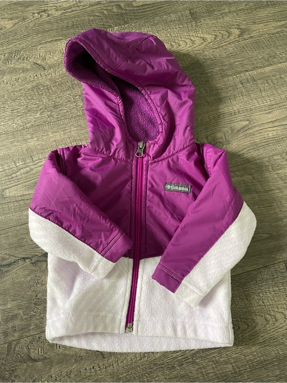 Columbia Girls Hooded Two-Tone Jacket - Magenta & White